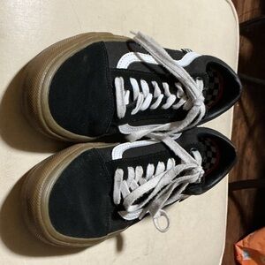 Vans Black & White Low-Top Skate Shoes with Gum Sole